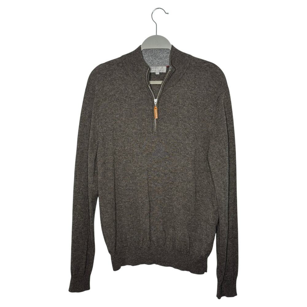 Neiman Marcus Men's Cashmere Quarter-Zip Sweater Brown Size Medium
